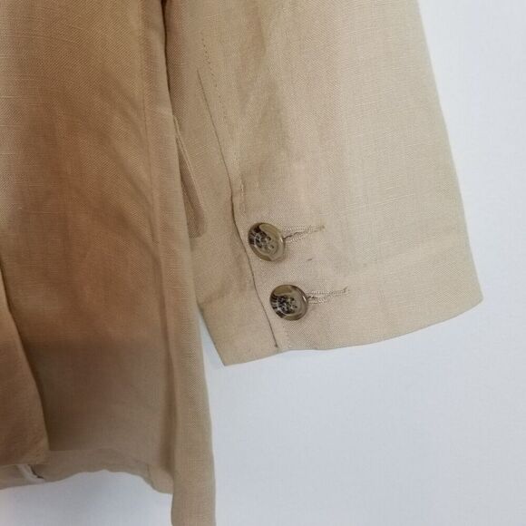 aryn K. Women Linen Blend Blazer Jacket Sz L Beige Lightweight Button Up Preppy - Picture 5 of 7